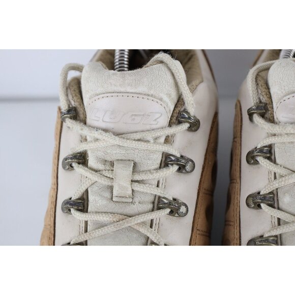 Vintage 90s Lugz Mens 10.5 Distressed Chunky Leather Low Top Boots Beige Wheat main image 4